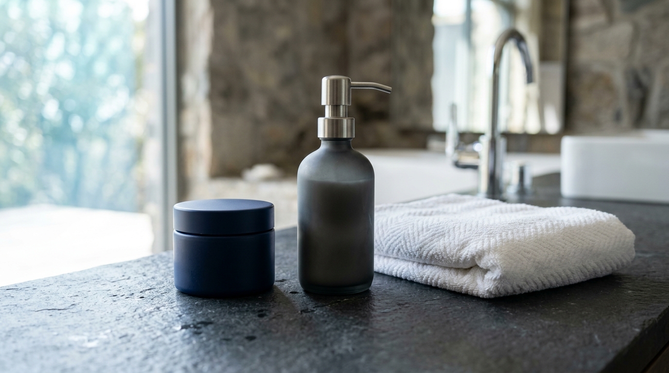 Editorial gentle skincare and towel aftercare essentials