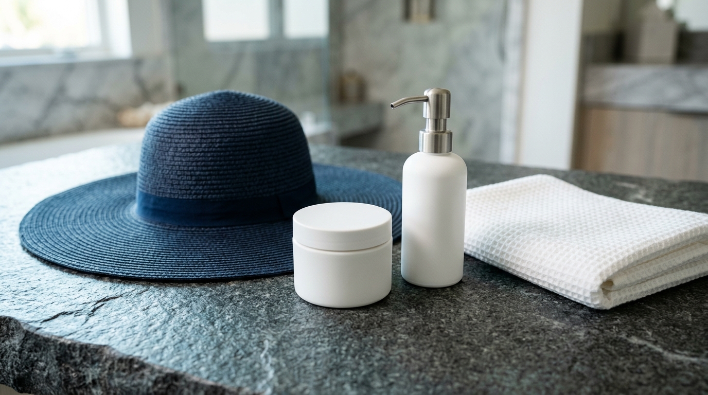 Editorial sun protection and gentle skincare essentials