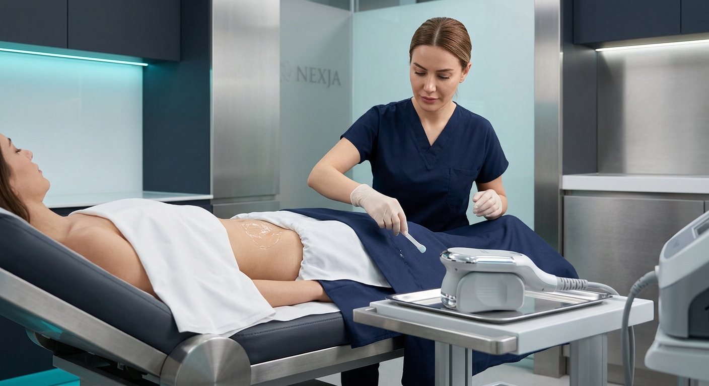 Illustrative skin preparation before a body contouring procedure